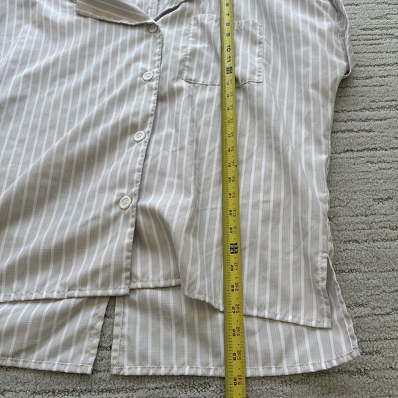 New Mittoshop Women's Button Up Beach Blouse Striped Size Large Loose Fitting - Picture 7 of 10